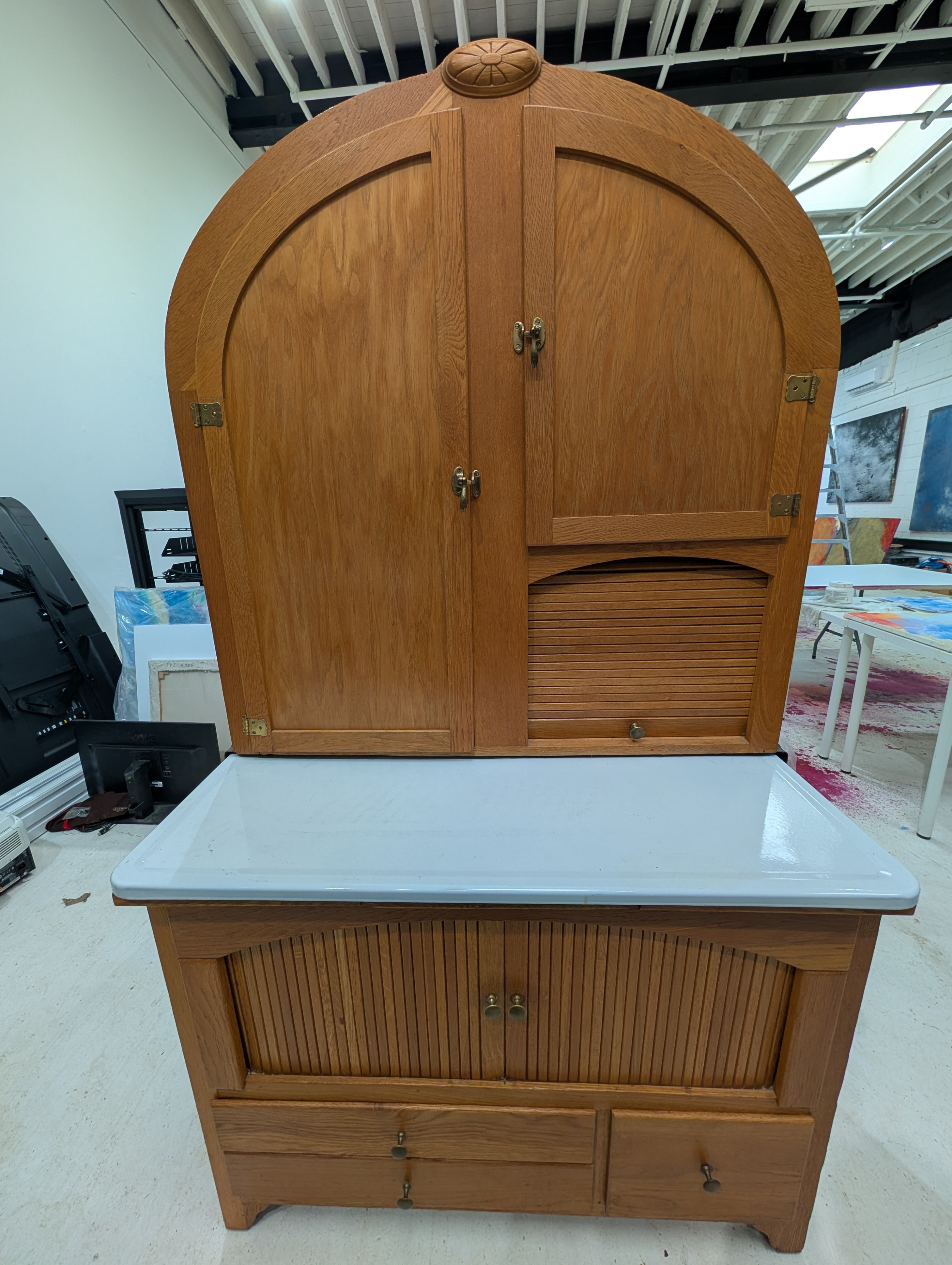 Antique Hoosier-Style Kitchen Cabinet | Solid Wood, Flour Sifter - photo 2