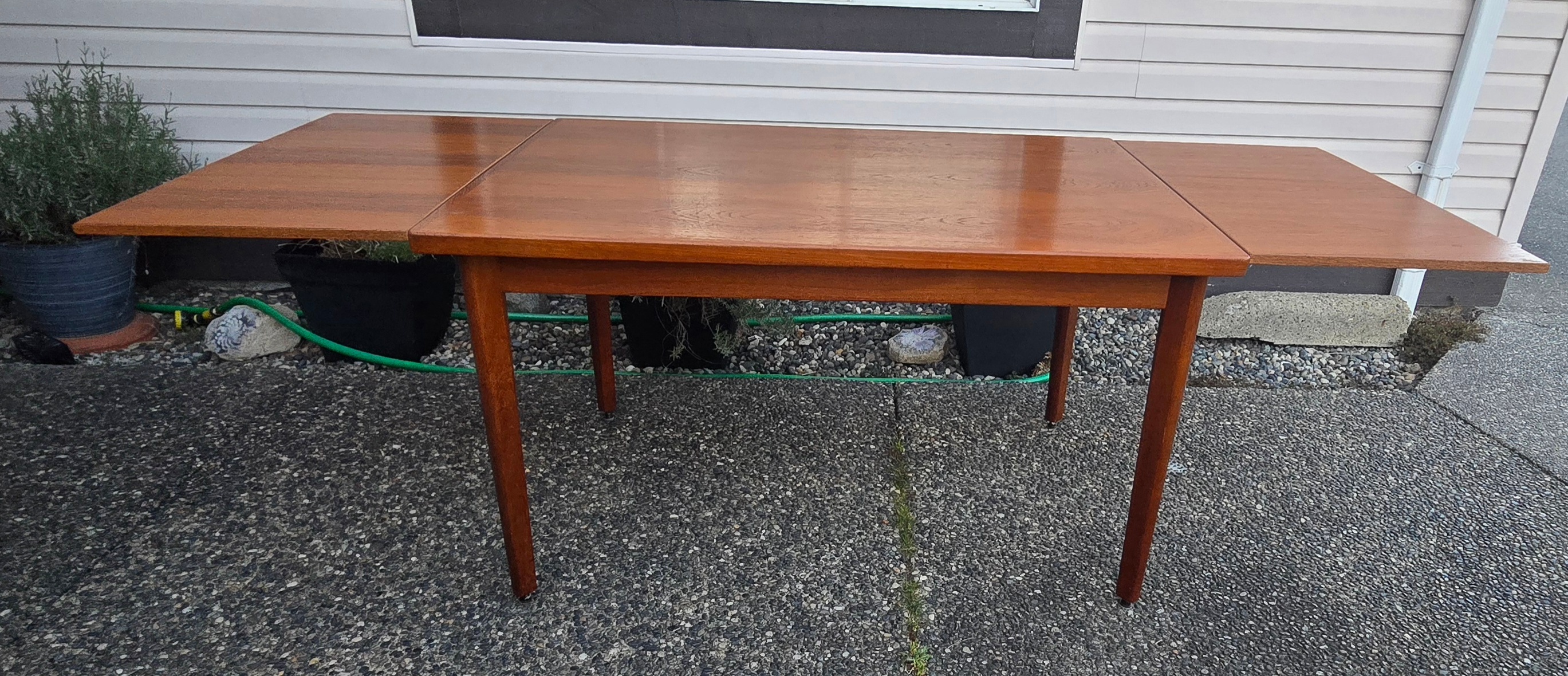 MID CENTURY TEAK DRAW LEAF DINING TABLE - photo 3
