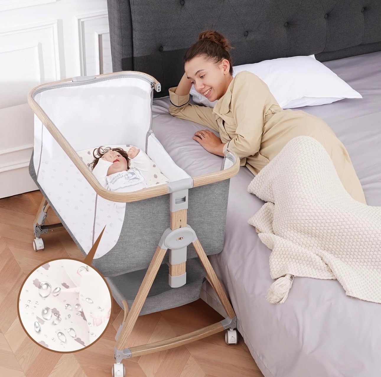 NEW: 3-in-1 Baby Bassinet Bedside Sleeper Waterproof Soft Sheet