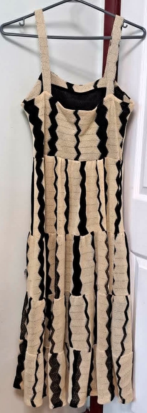 Zara Open-Knit Crochet Chevron Tiered Midi Dress Like New - photo 2