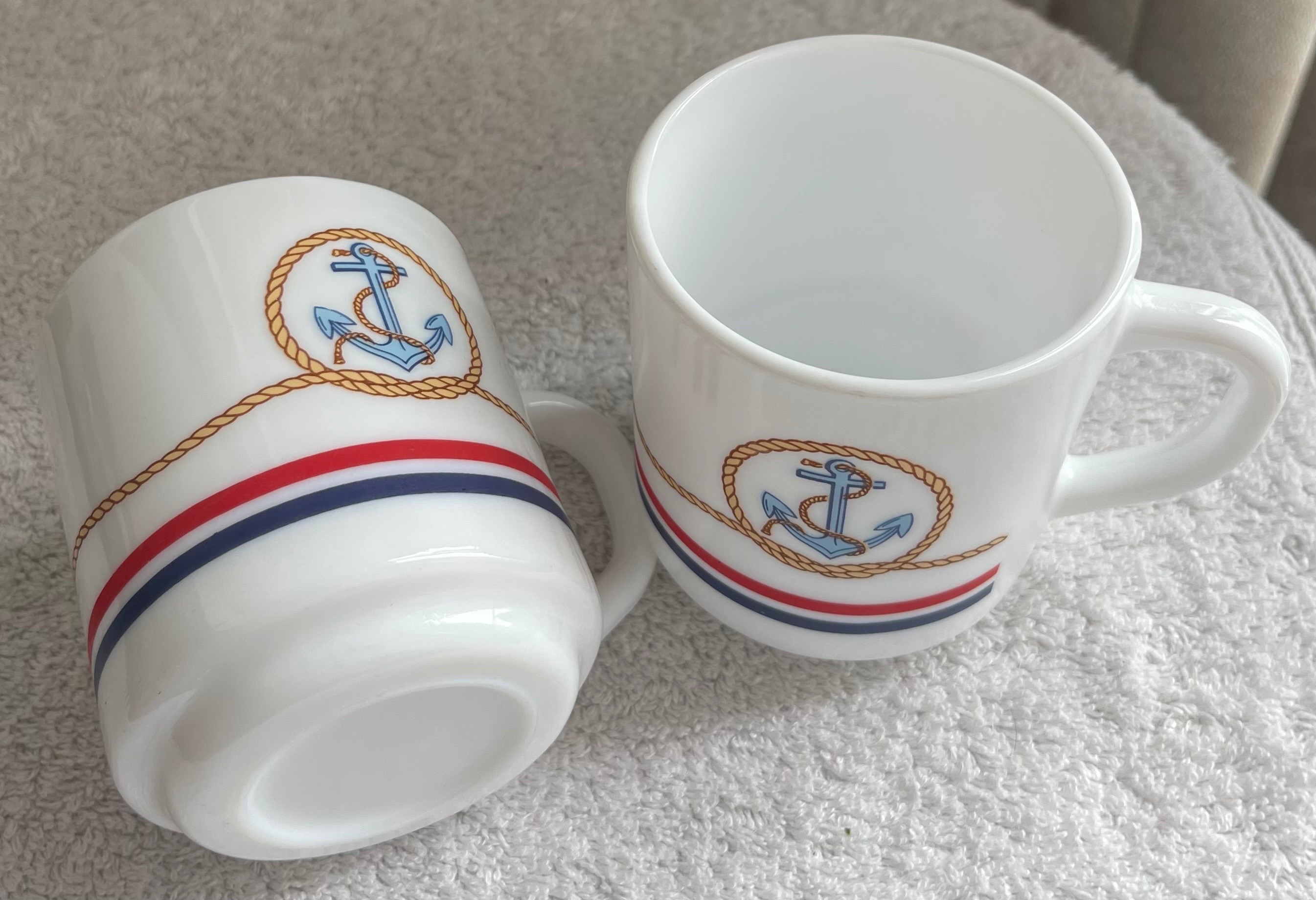 Vintage Arcopal France Nautical Anchor Mugs (Pair) - photo 3