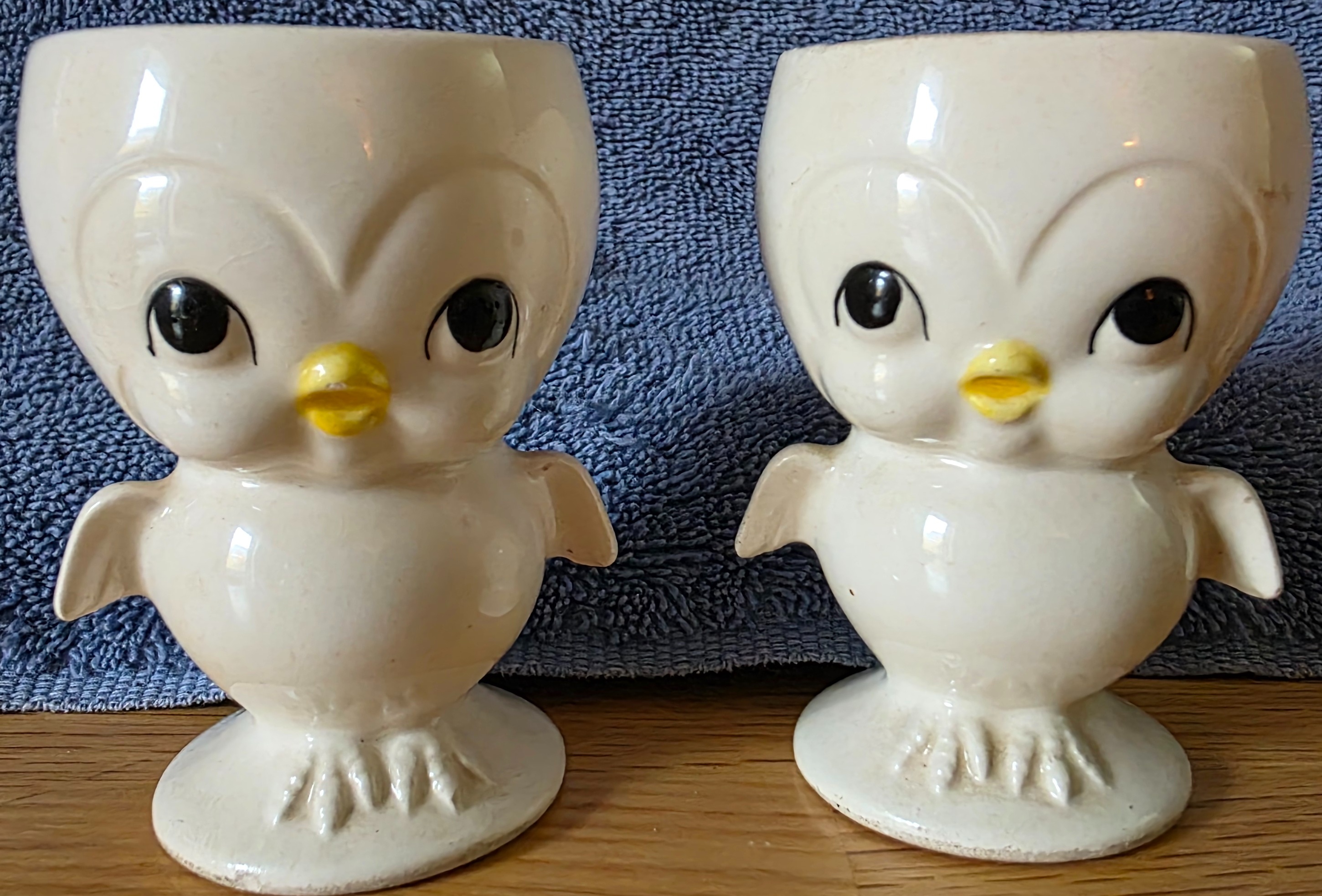 Pair of Vintage Ceramic Owl Egg Cups