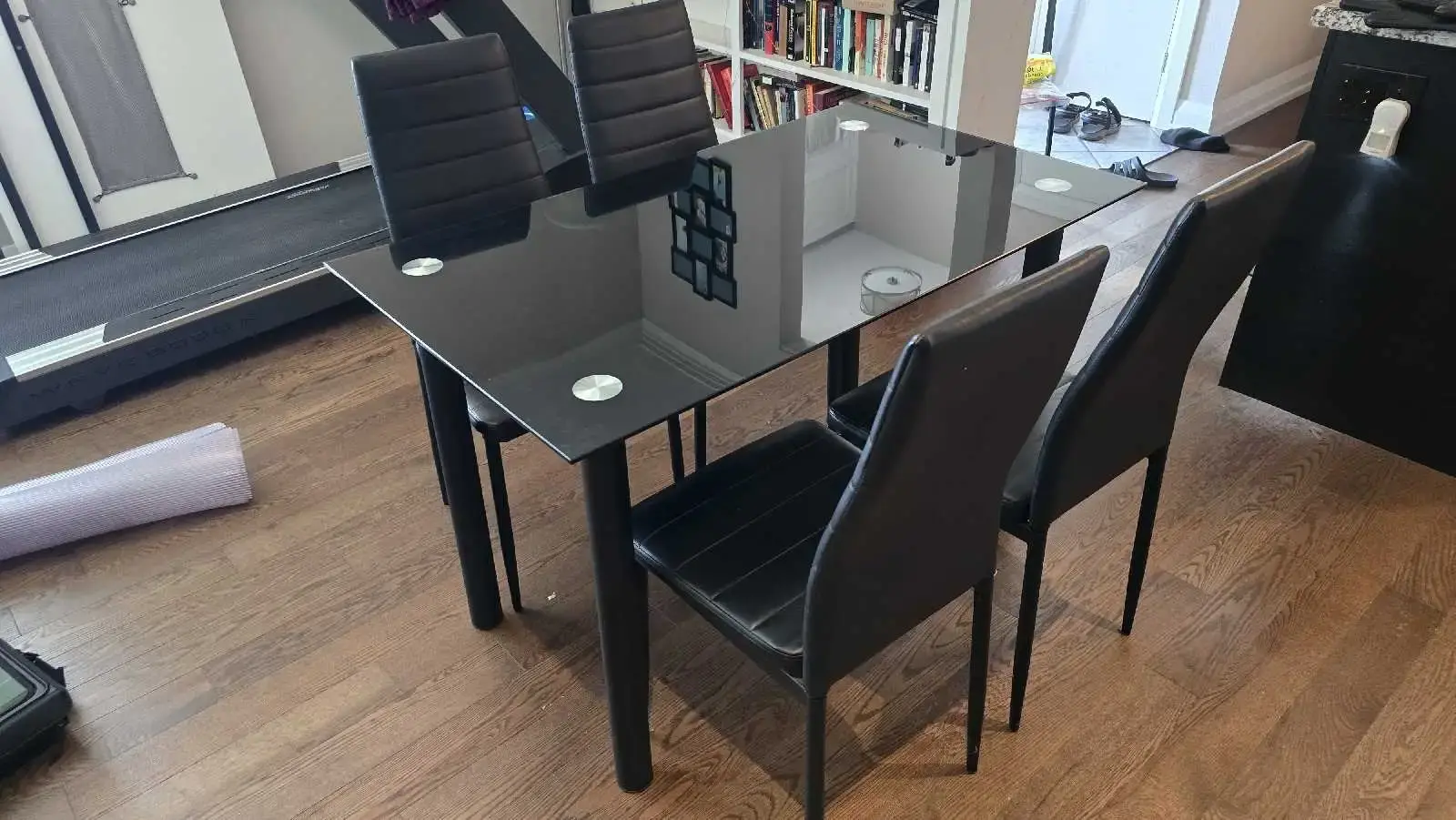 Dinning Table (Glass Top) + 4 Chairs