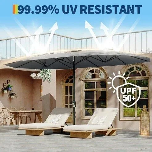Large Double Patio Umbrella - 15ft Wide - photo 4