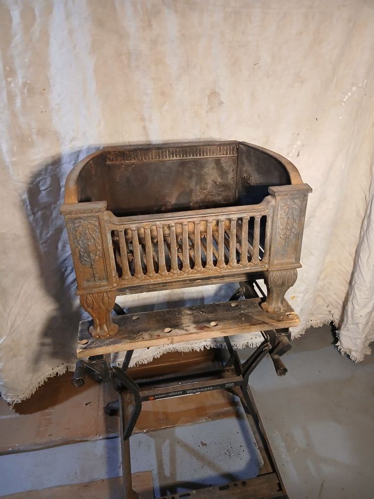 Antique Cast Iron Fireplace Coal Grate – Victorian with Wheels