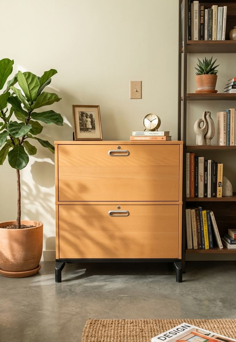 2-Drawer Wooden Filing Cabinet