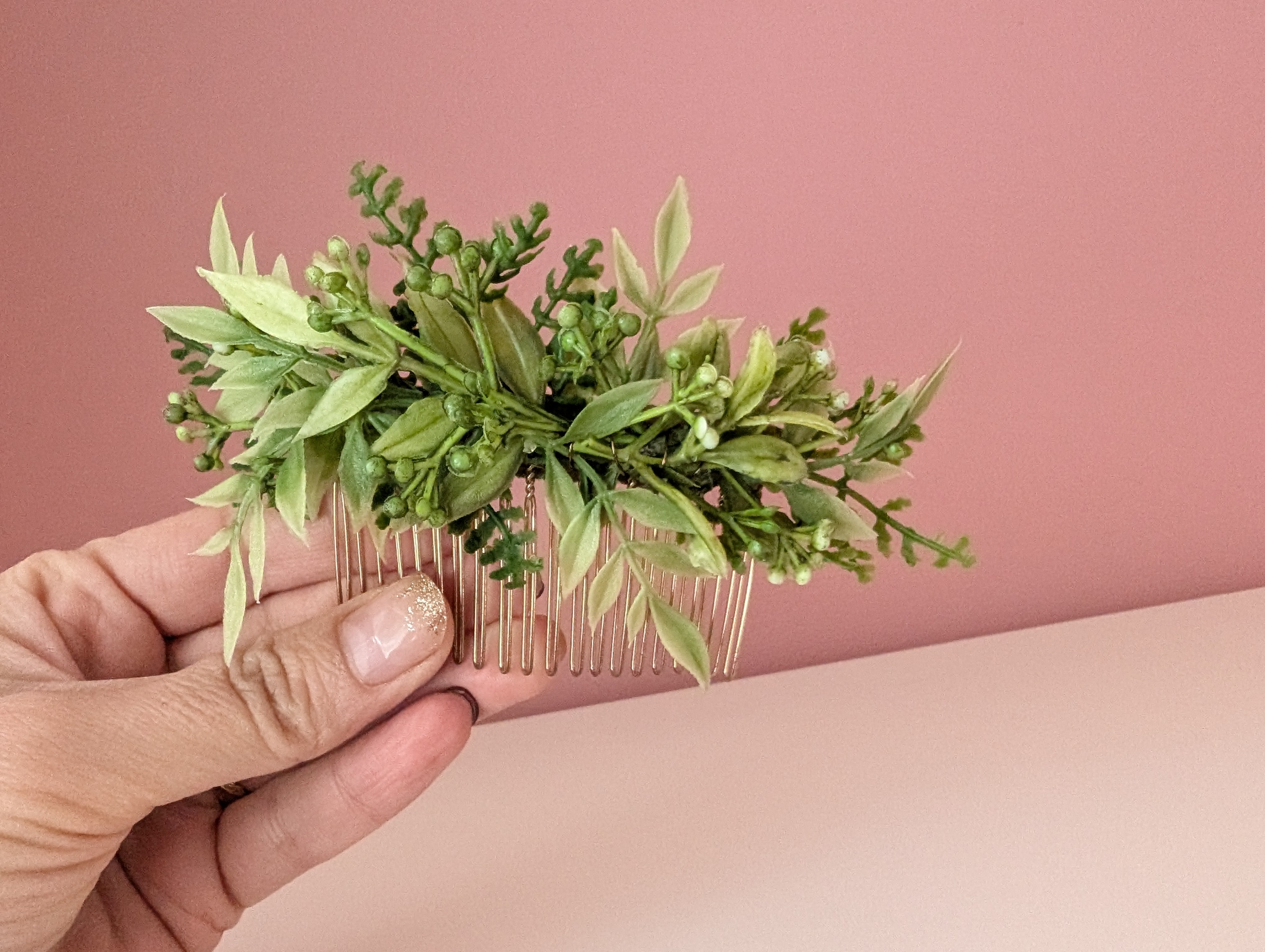 Handmade Greenery Comb, Hair Accessory, Boho Wedding/Bridal - photo 3