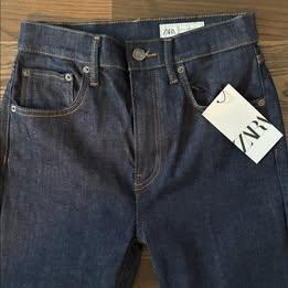 NWT ZARA Sz 6 Dark High Rise Cropped Straight Leg Jeans - photo 2