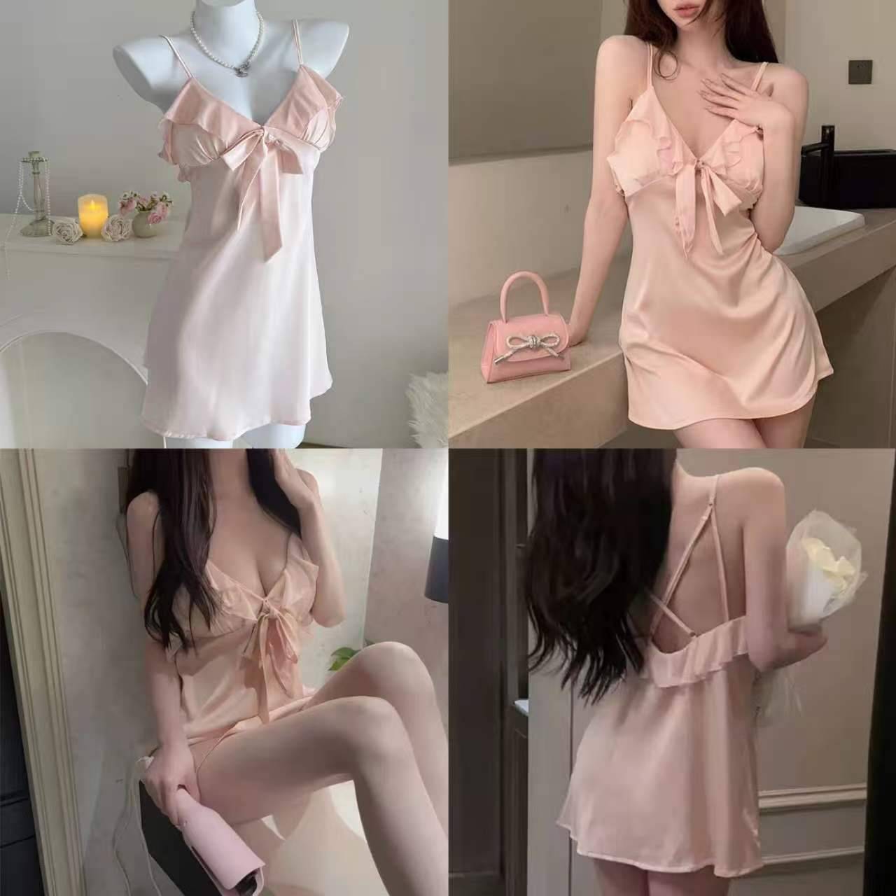 Pink Bow Slip Dress