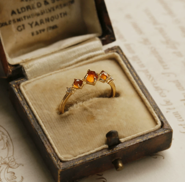 Gold Tone Ring with Orange Stones - photo 4