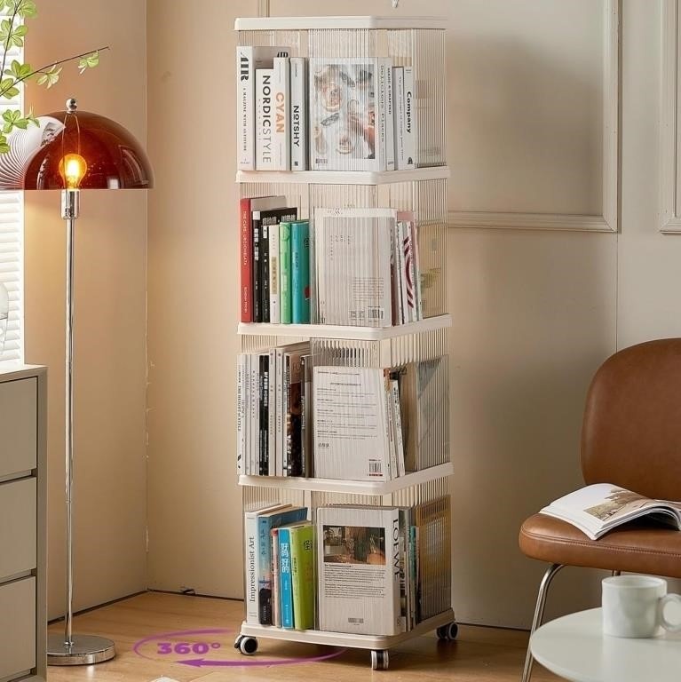 4-Tier Bookshelf Storage Unit with Wheels - photo 2