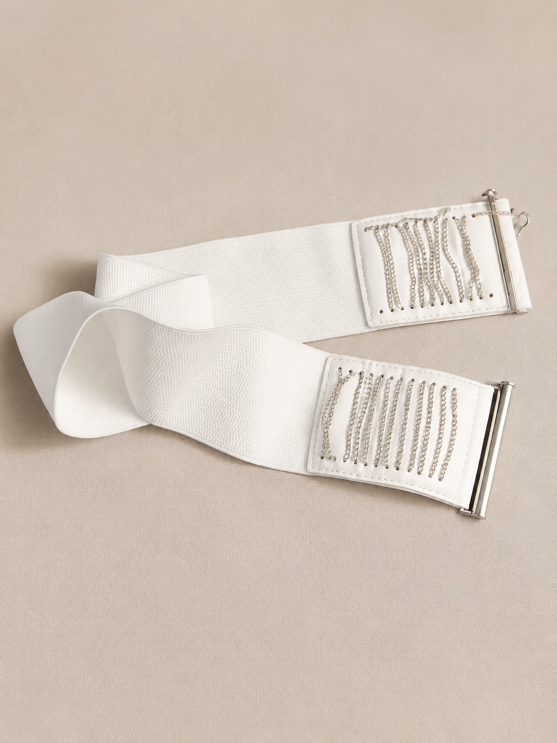 White Elastic Waist Belt