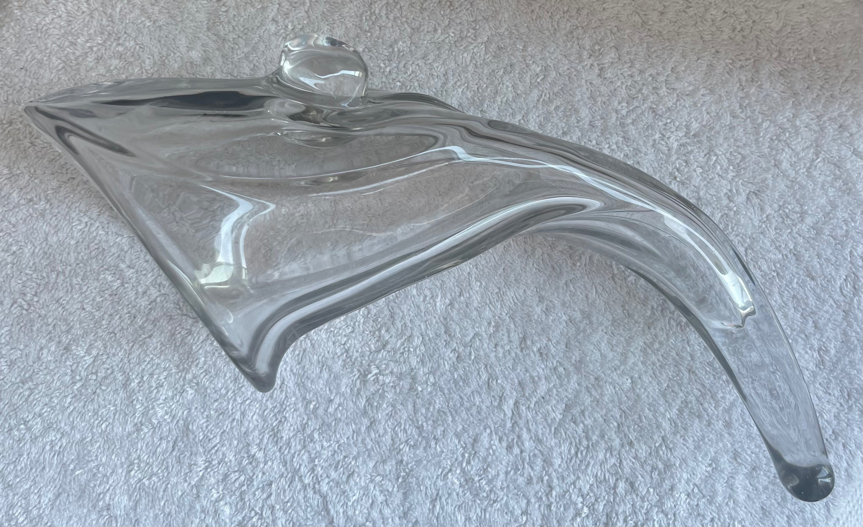 Heavy Vintage Duncan & Miller Glass Horn Vase (2.6 LBS - photo 3
