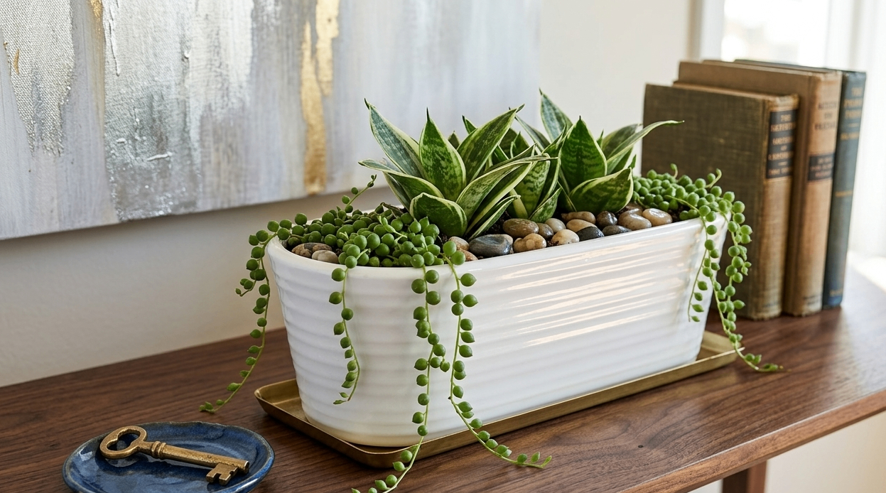 White Ceramic Rectangular Planter