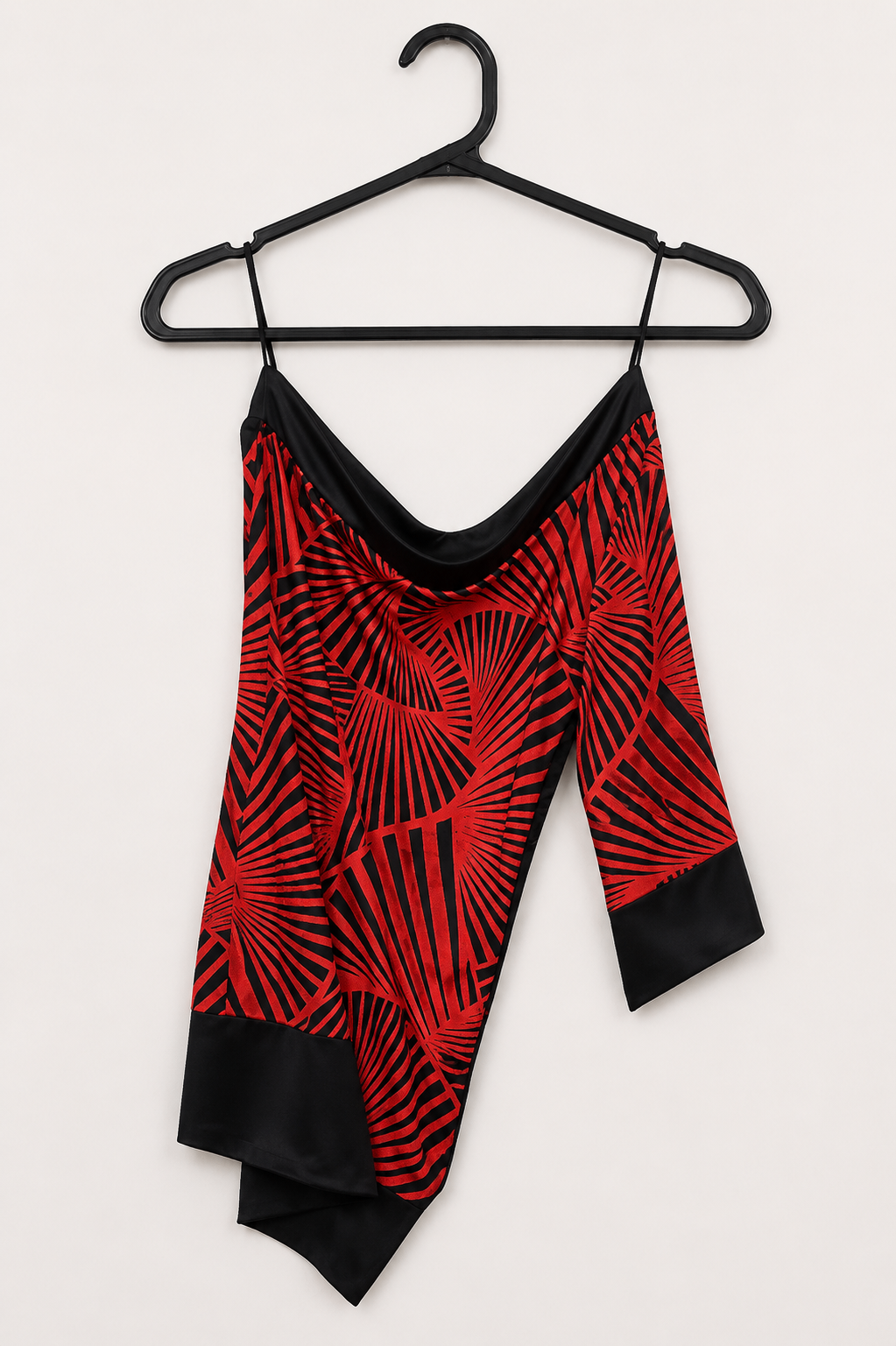 Red & Black Patterned One Shoulder Dress