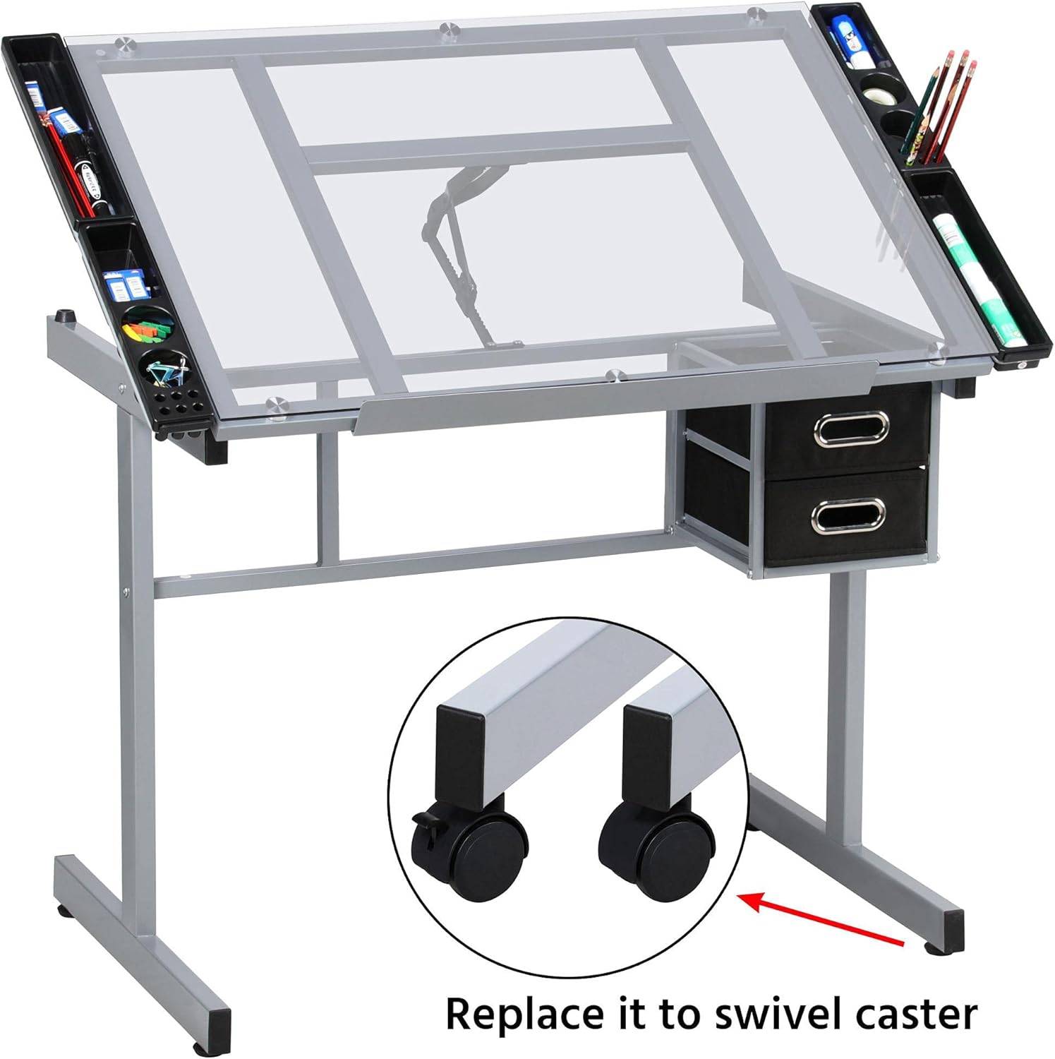 Adjustable Glass Drafting Table / Drawing Desk - photo 3