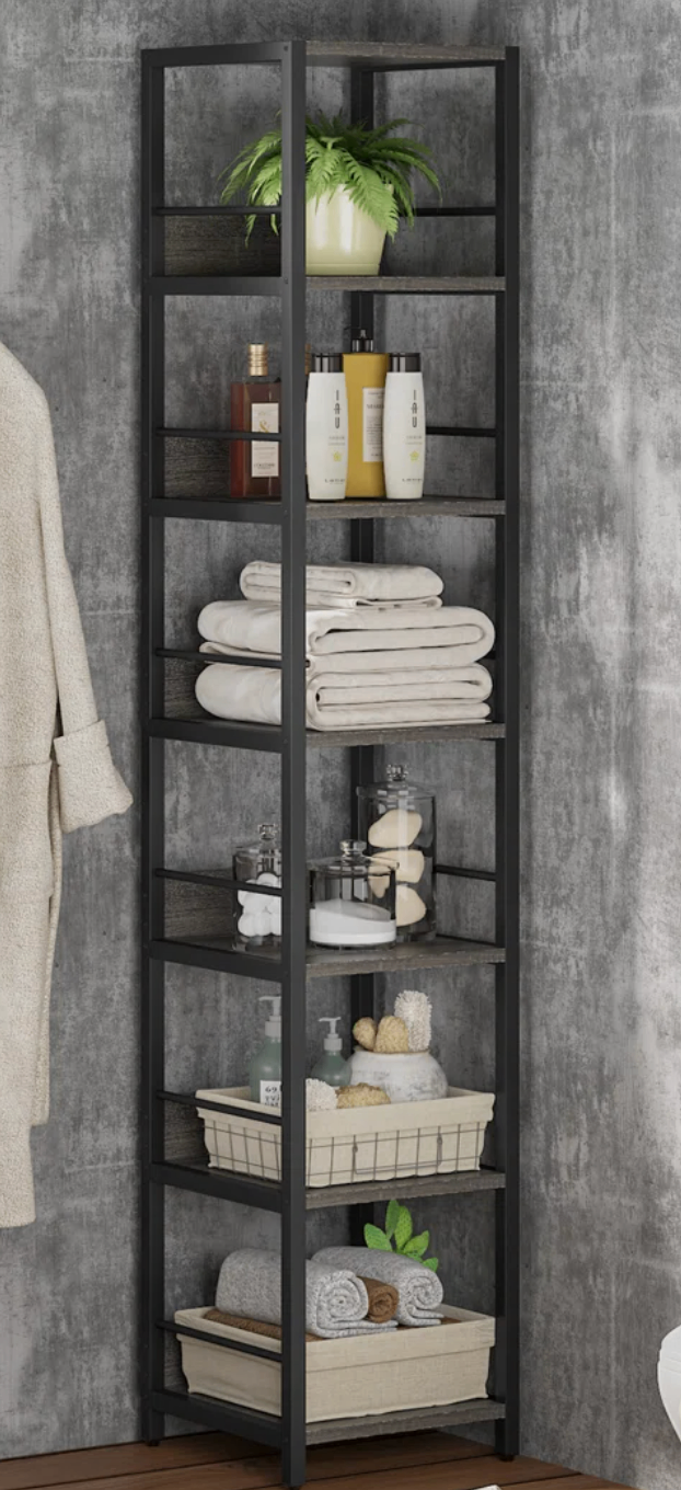 brand new set of 2 74.8" H x 13.39" W Wooden and Metal bookshelf