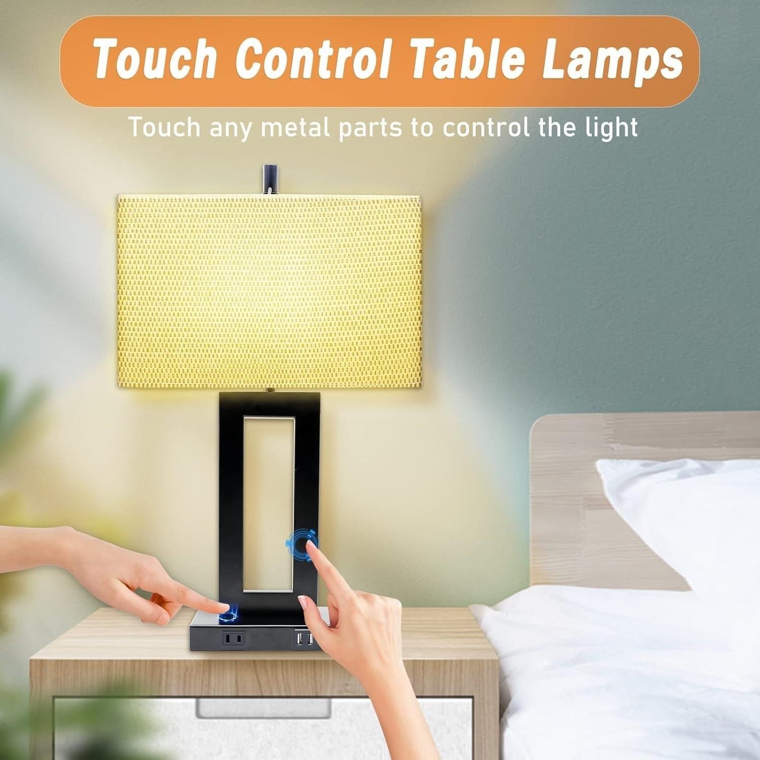 Touch Control Table Lamp with USB Ports - 22" H - photo 2