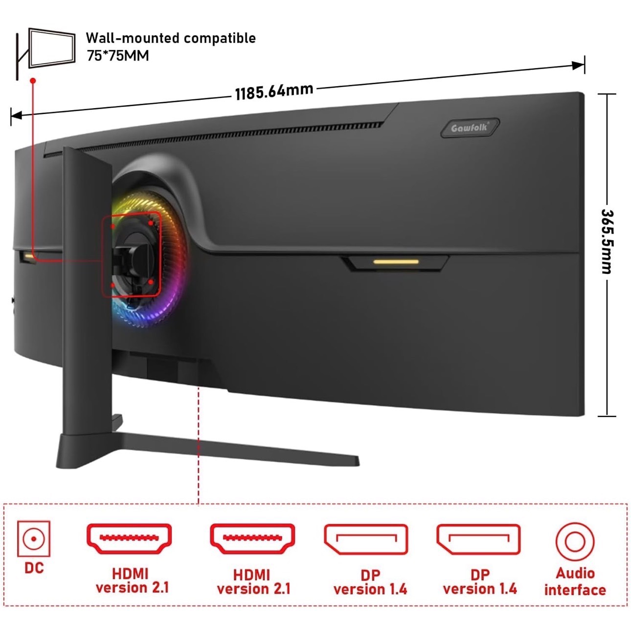 49" Ultra-Wide 1500R Gaming Monitor DQHD 1ms 165Hz FreeSync 120% - photo 3