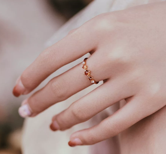 Gold Tone Ring with Orange Stones - photo 2