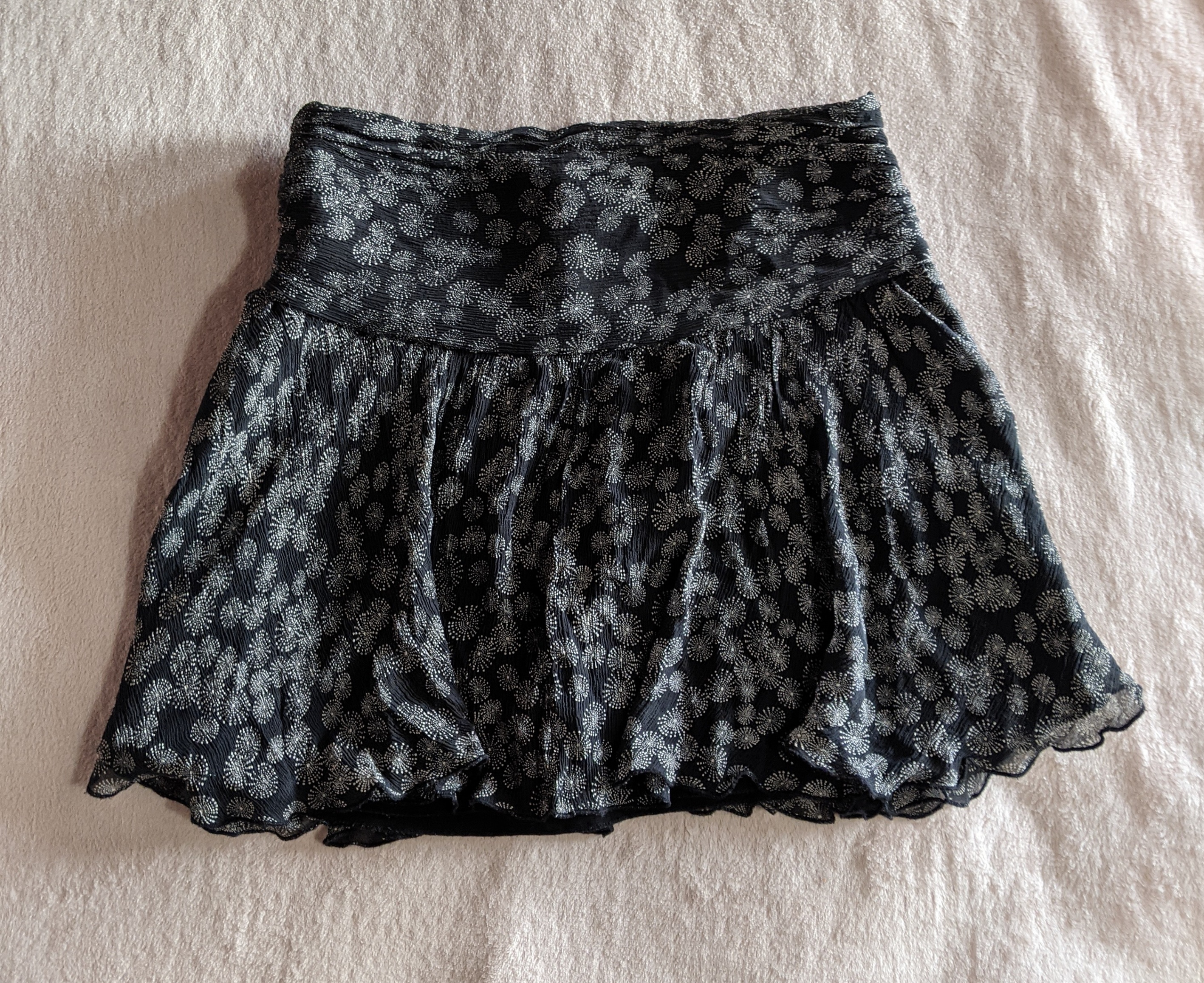 Express Black Ruffle Mini Skirt