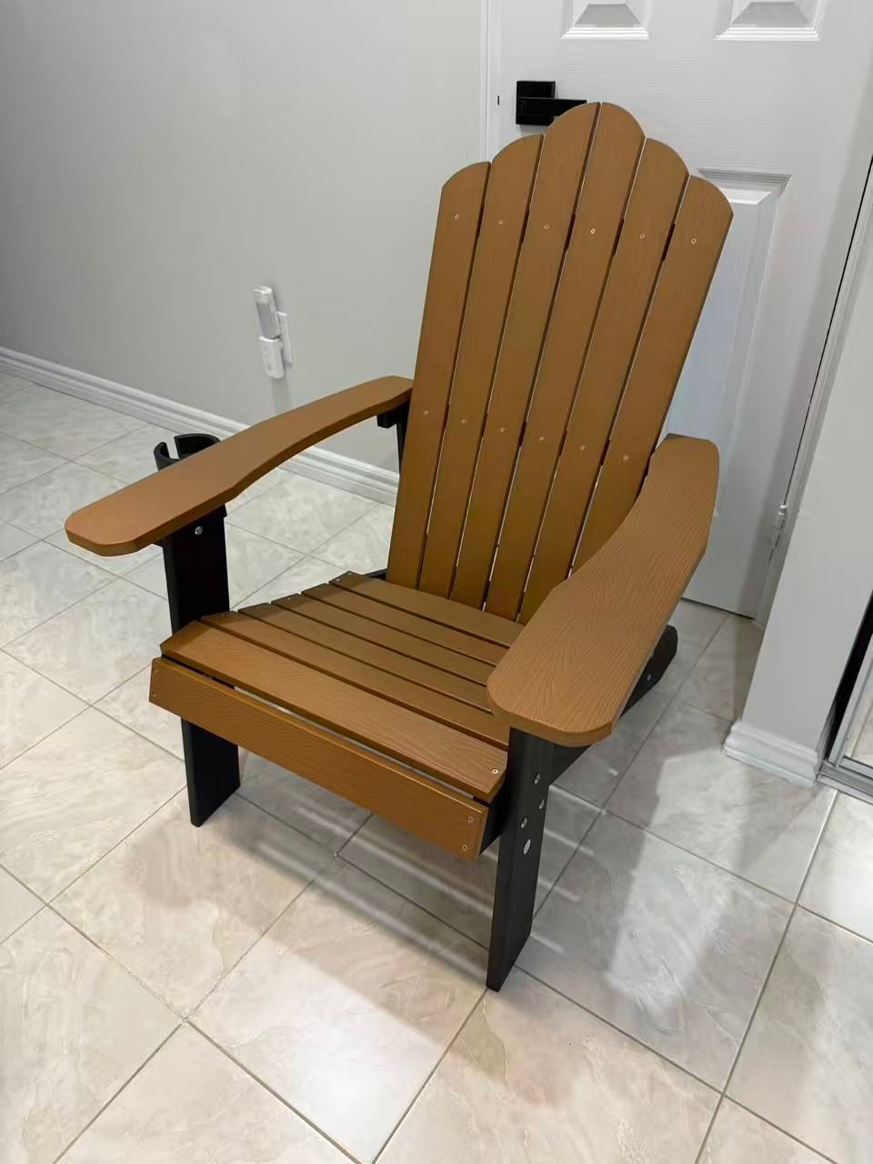 ORALNER Outdoor Adirondack Chair with Cup Holder - Plastic Resin
