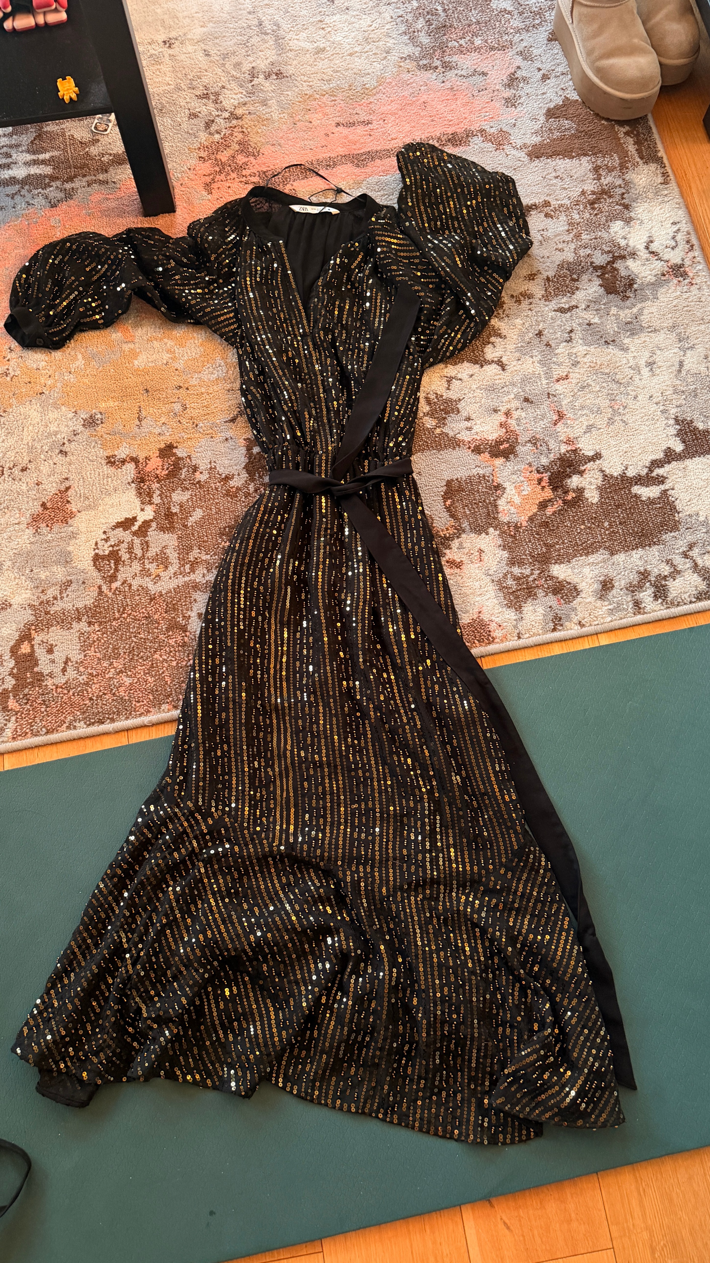 Zara Black Sequin Midi Dress