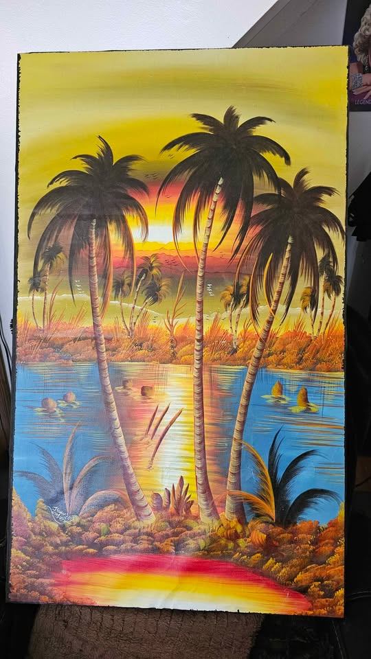 Tropical Sunset Palm Tree Painting