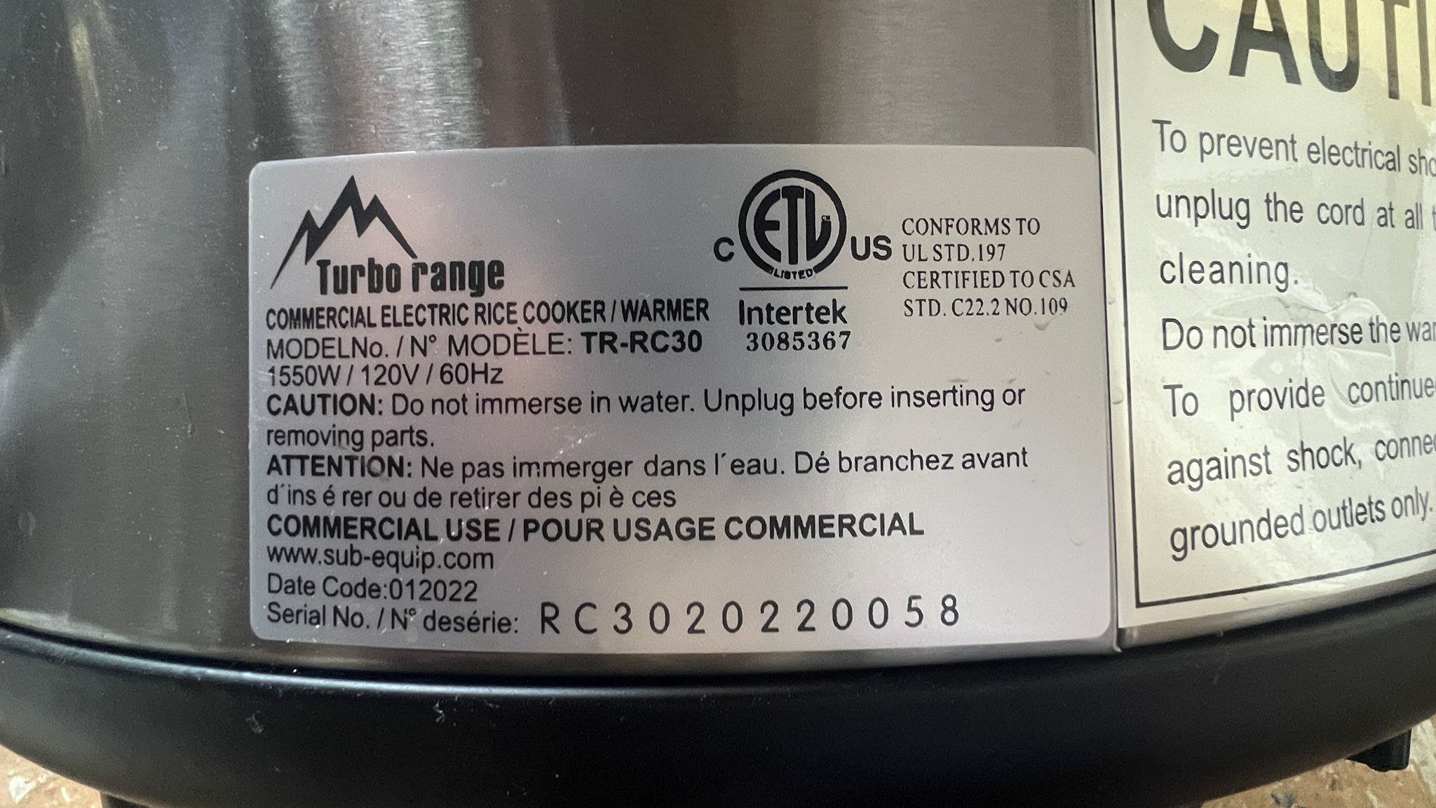 Turbo Range Commercial Electric Rice Cooker & Warmer - photo 3