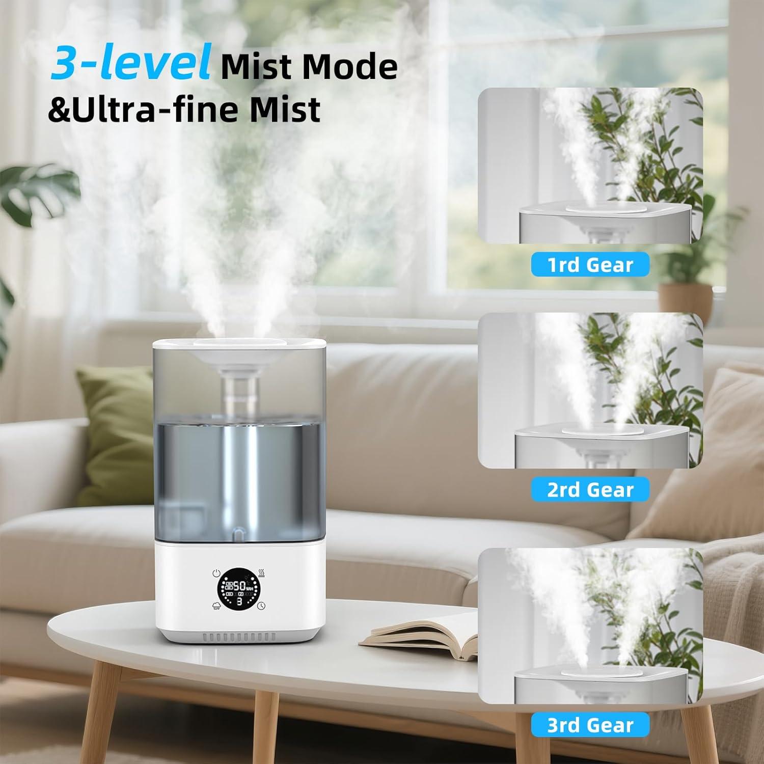 Large Capacity Humidifier - 6L Tank, Ultra-fine Mist, Low Noise