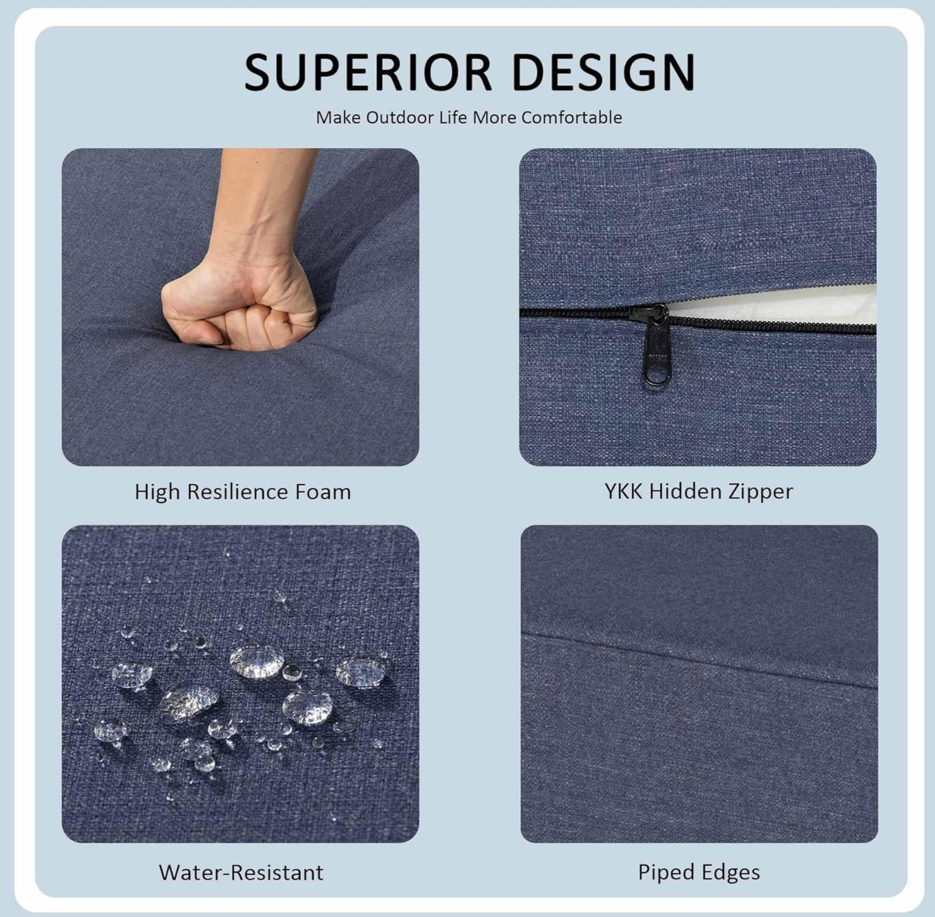 Localive Set-of-2 Outdoor Seat Cushion CO-Water/UV Resist24"x24" - photo 4