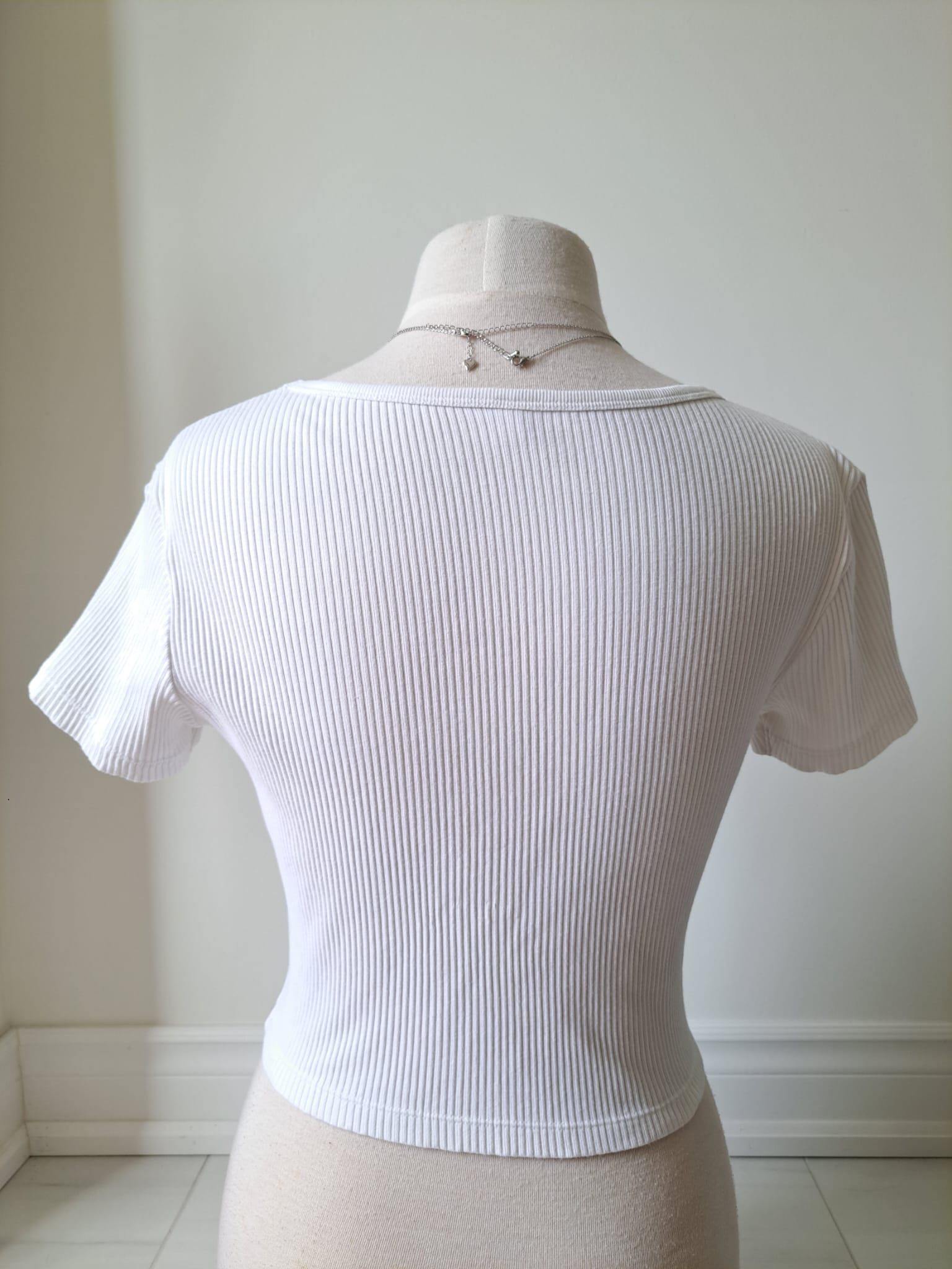 🐇 White Ribbed Cropped Top - photo 3