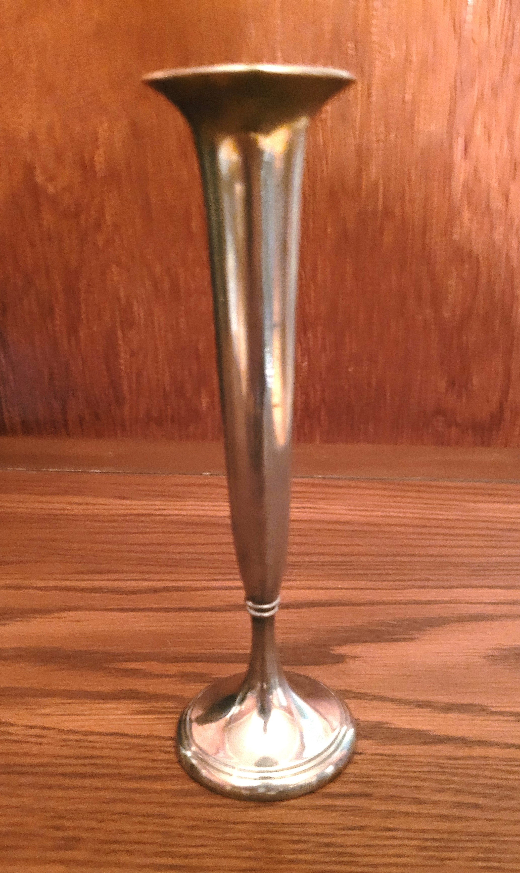 1960s Silver Plated Trumpet Bud Vase - 7.25" Mid-Century Floral - photo 2
