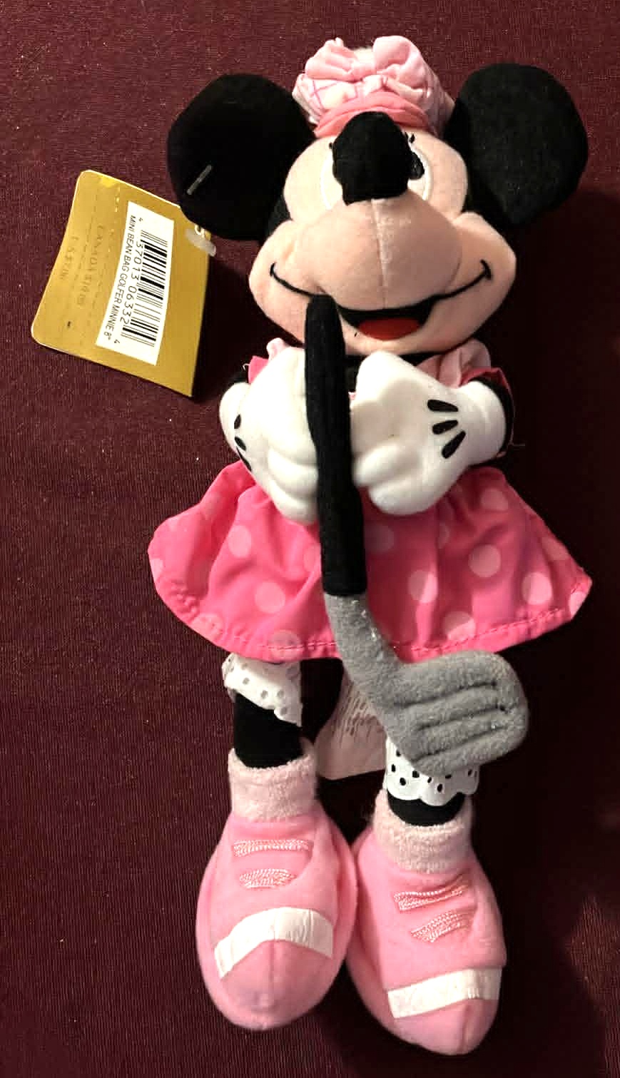 Disney Mini Bean Bag Golfer Minnie Mouse (New) - 8 Inches