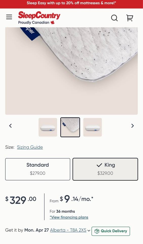 Casper Foam Pillow with Snow Technology