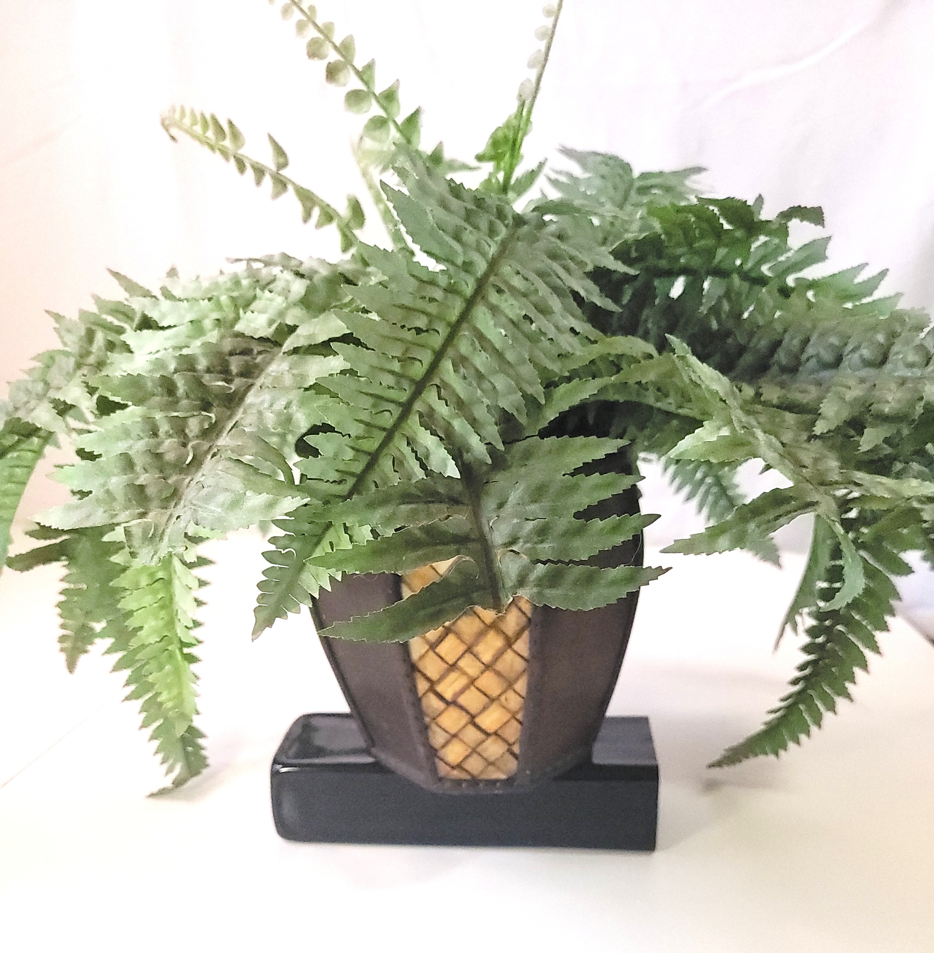 Artificial Boston Fern in Octagonal Woven Wood Pot 1994 - photo 2