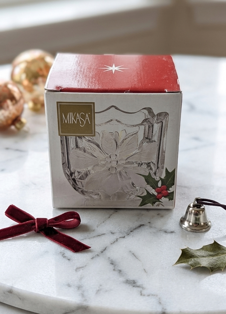 Mikasa Crystal Poinsettia Candle Holder
