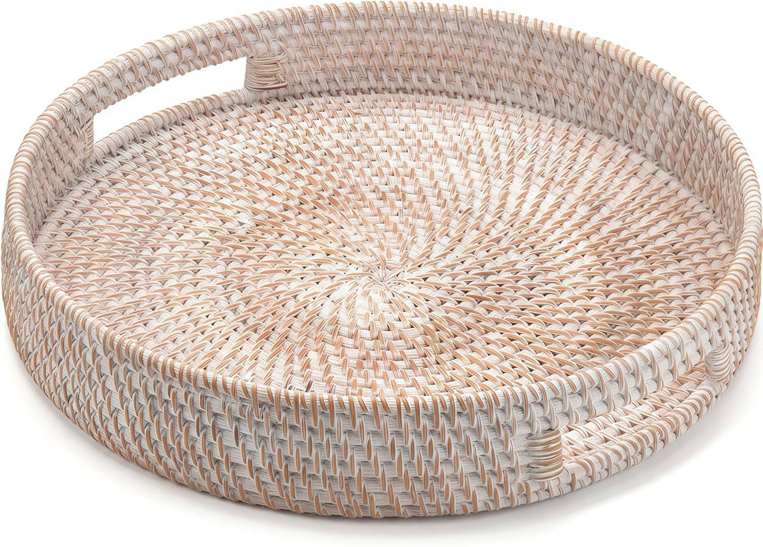 16.9 inch Round Rattan Tray