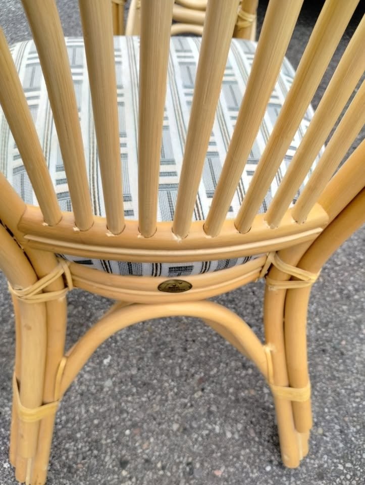 80's Retro 3-Piece Boca Rattan Wicker Table 2 Chairs