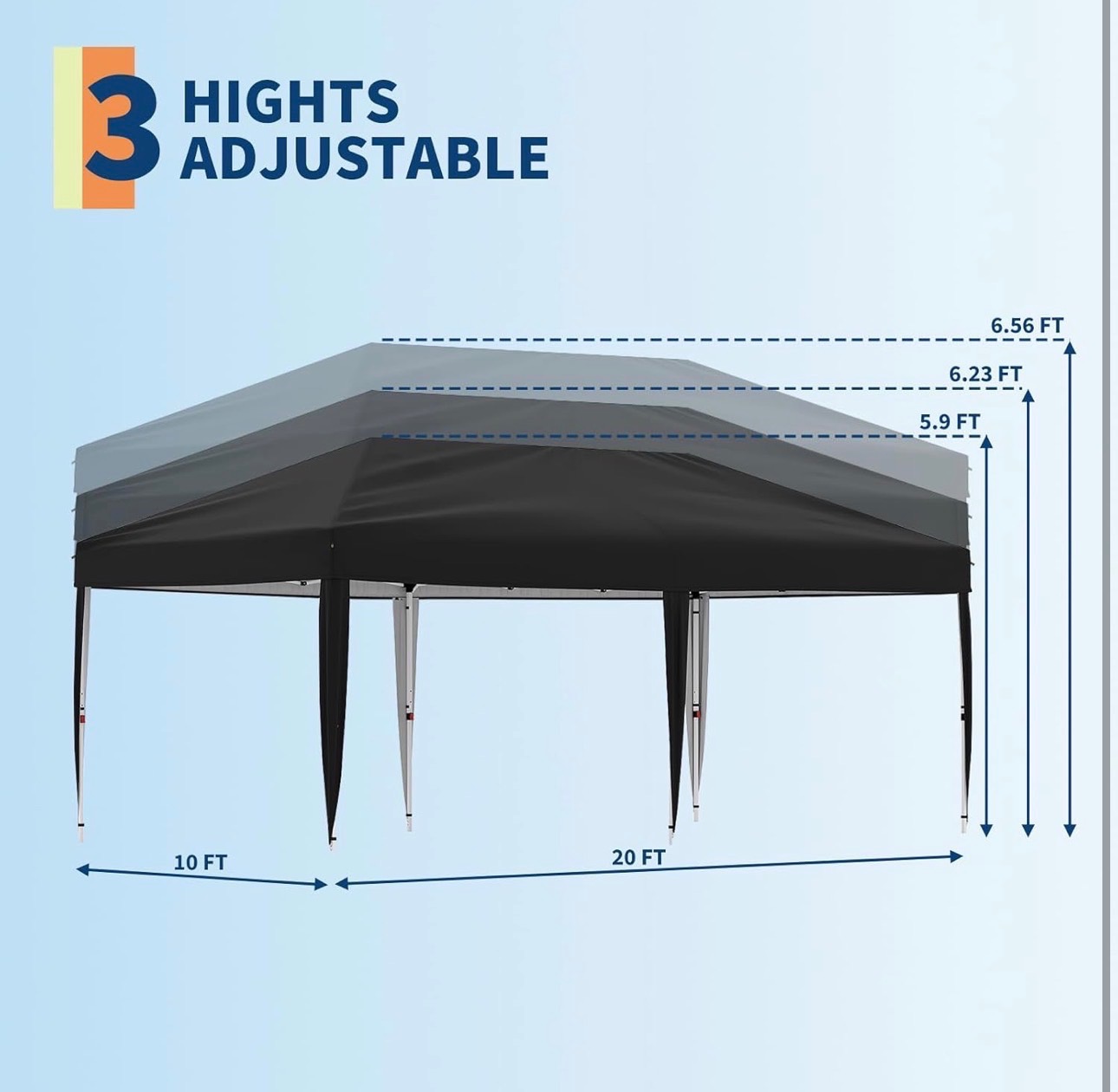 10x20ft Waterproof Pop-Up Canopy Tent Portable Instant Party Pro - photo 4