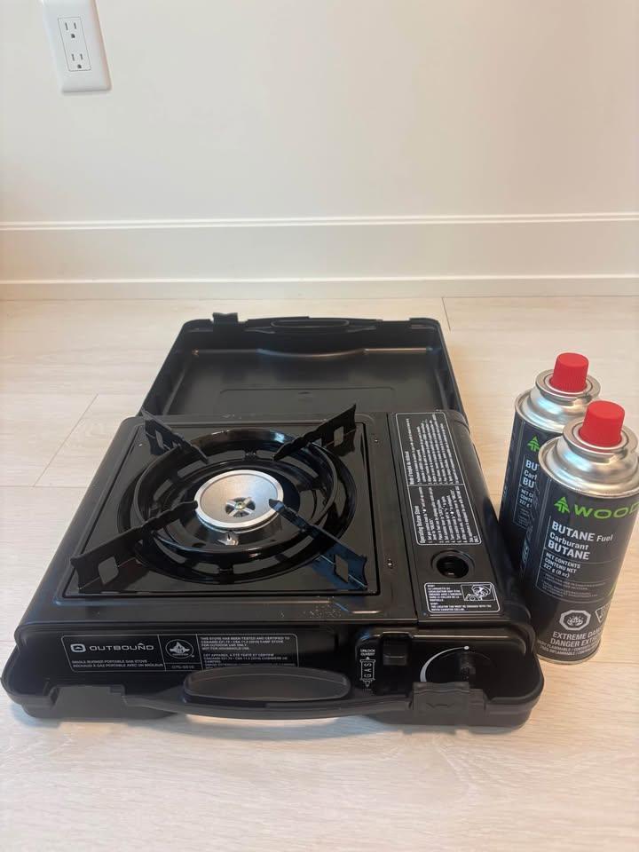 Outbound portable gas stove with butane fuel cans