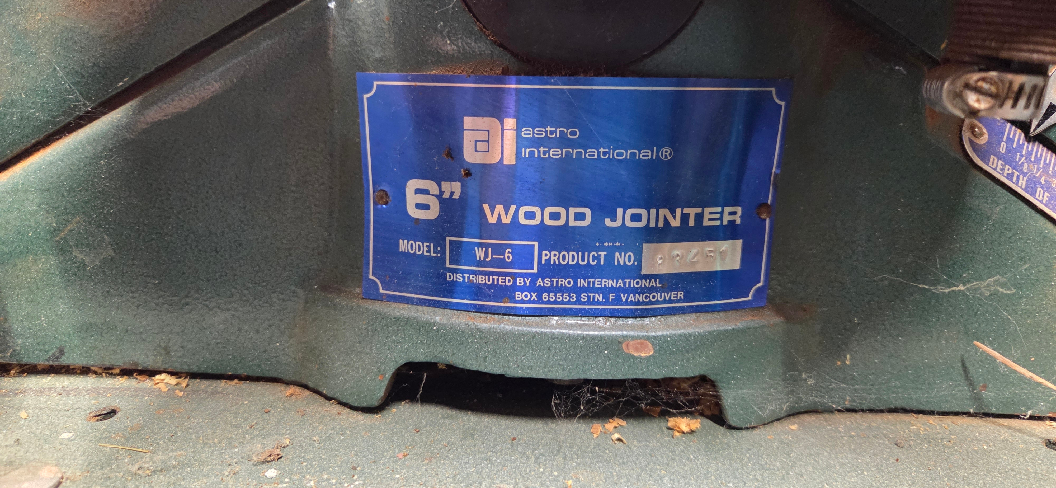 Astro International 6" Wood Jointer WJ-6 - photo 2