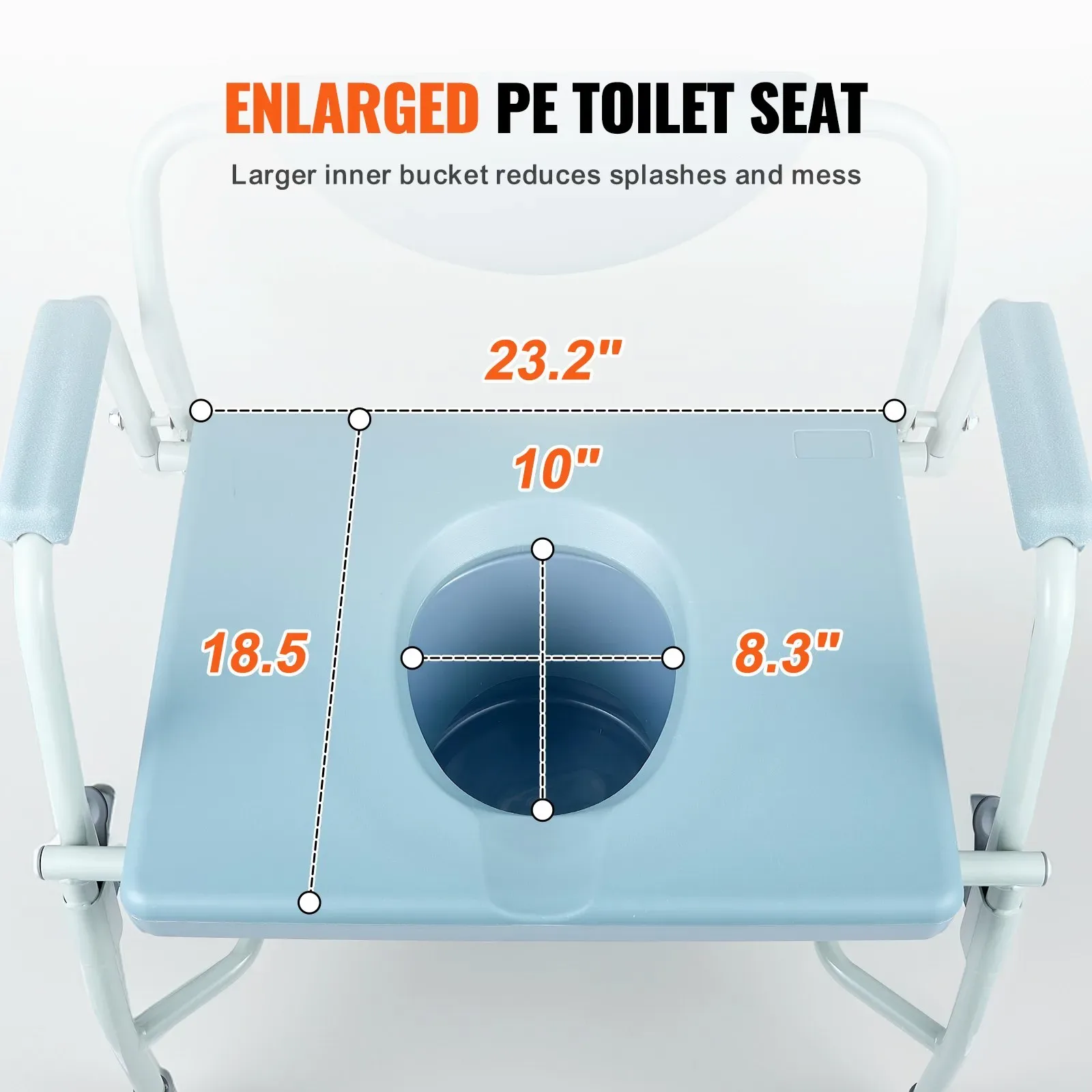VEVOR Commode Chair, Bedside Commode with Drop-Down Arms and Det - photo 4