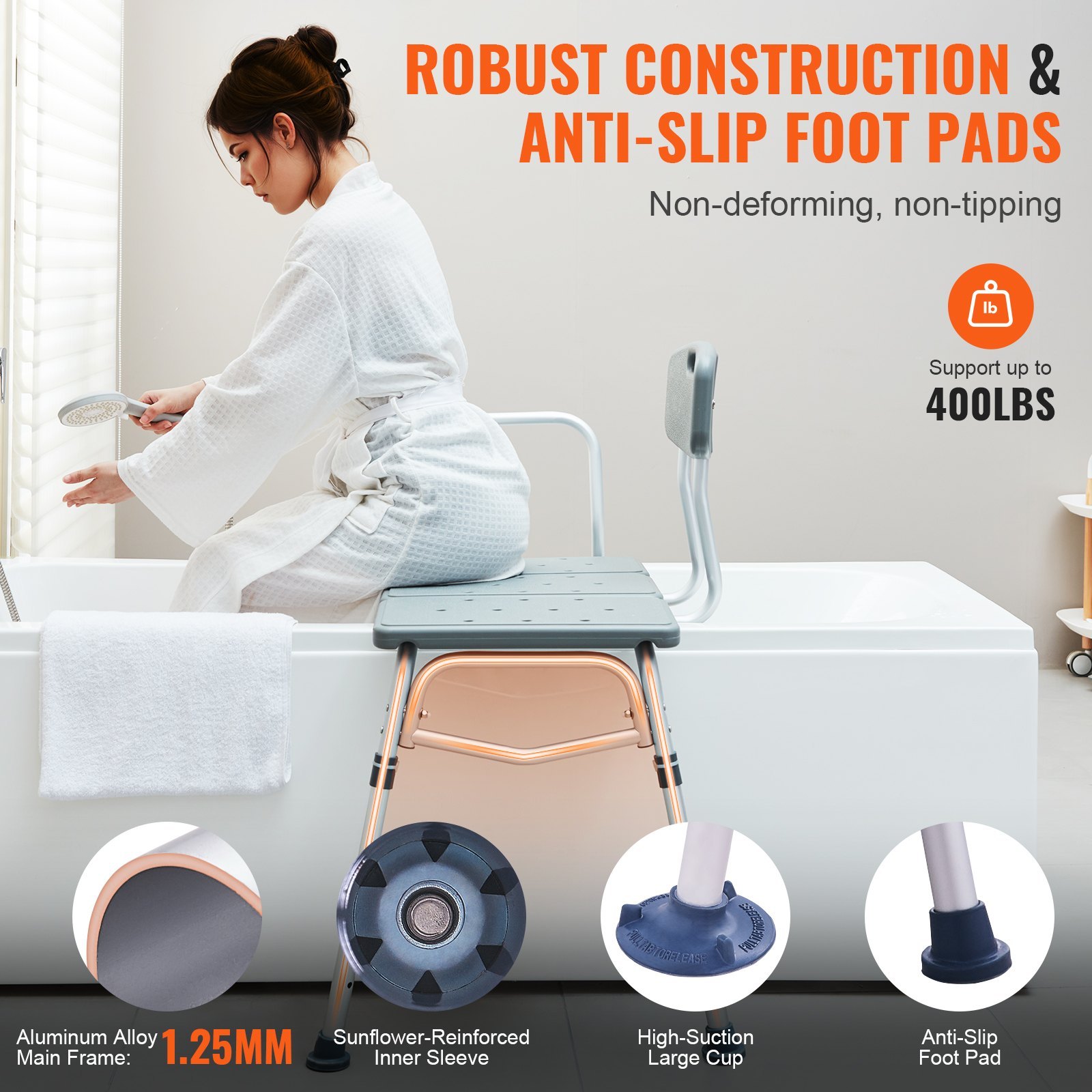 Vevor Tub Transfer Bench with Long Seat - photo 3