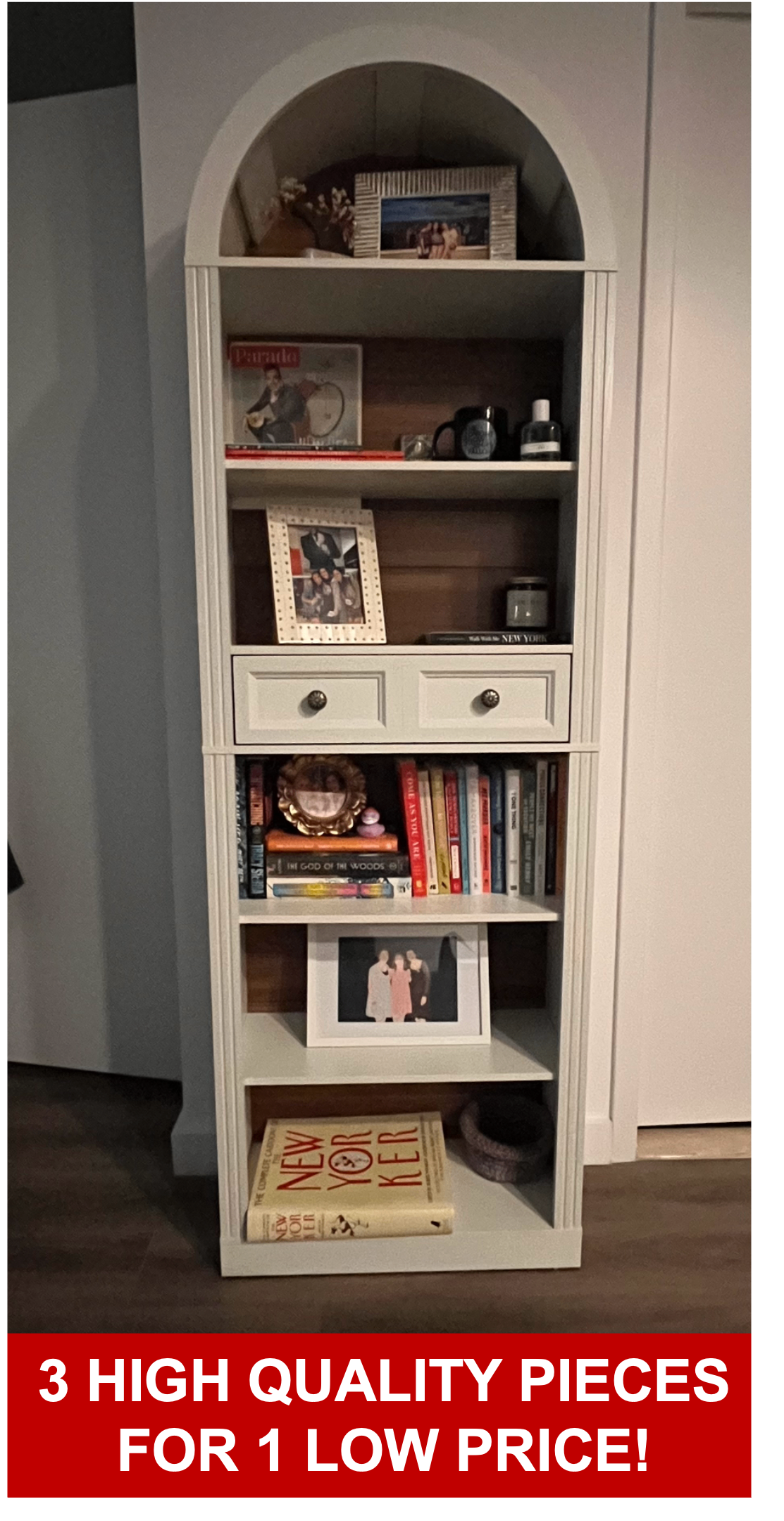 3-Piece Furniture Bundle: Bookcase + Dresser + Nightstand - $350
