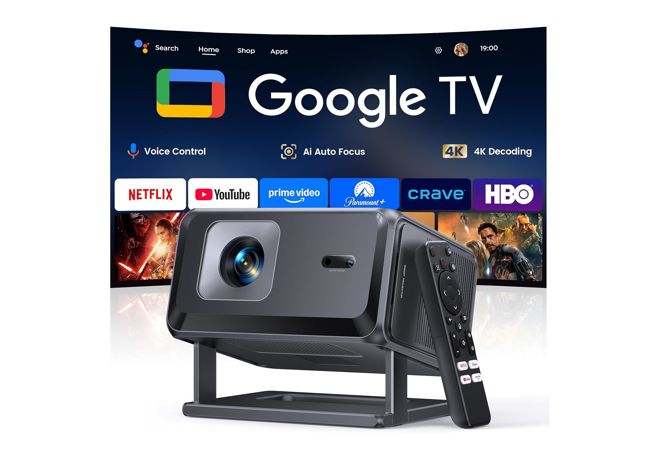 TopTro TP3 Smart 4K Mini Projector with Google TV on Sale