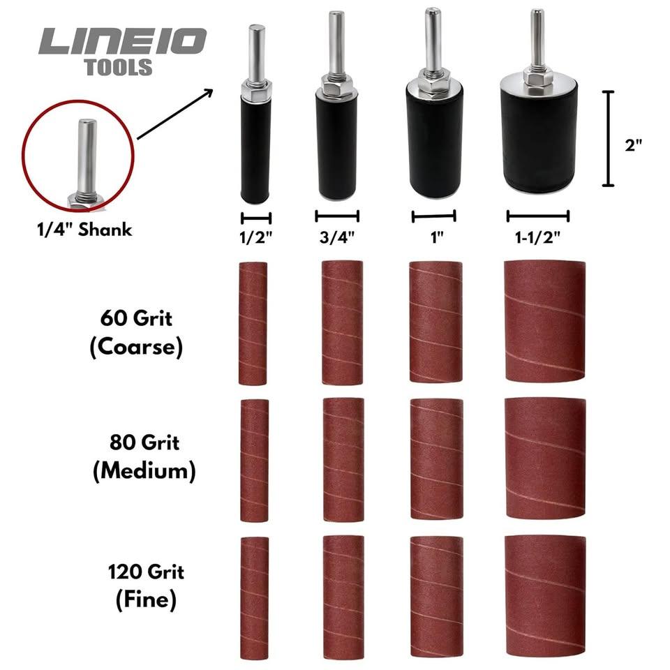 Line 10 Tools -16 Pack Blue Zirconia Sanding Drums and Sleeves