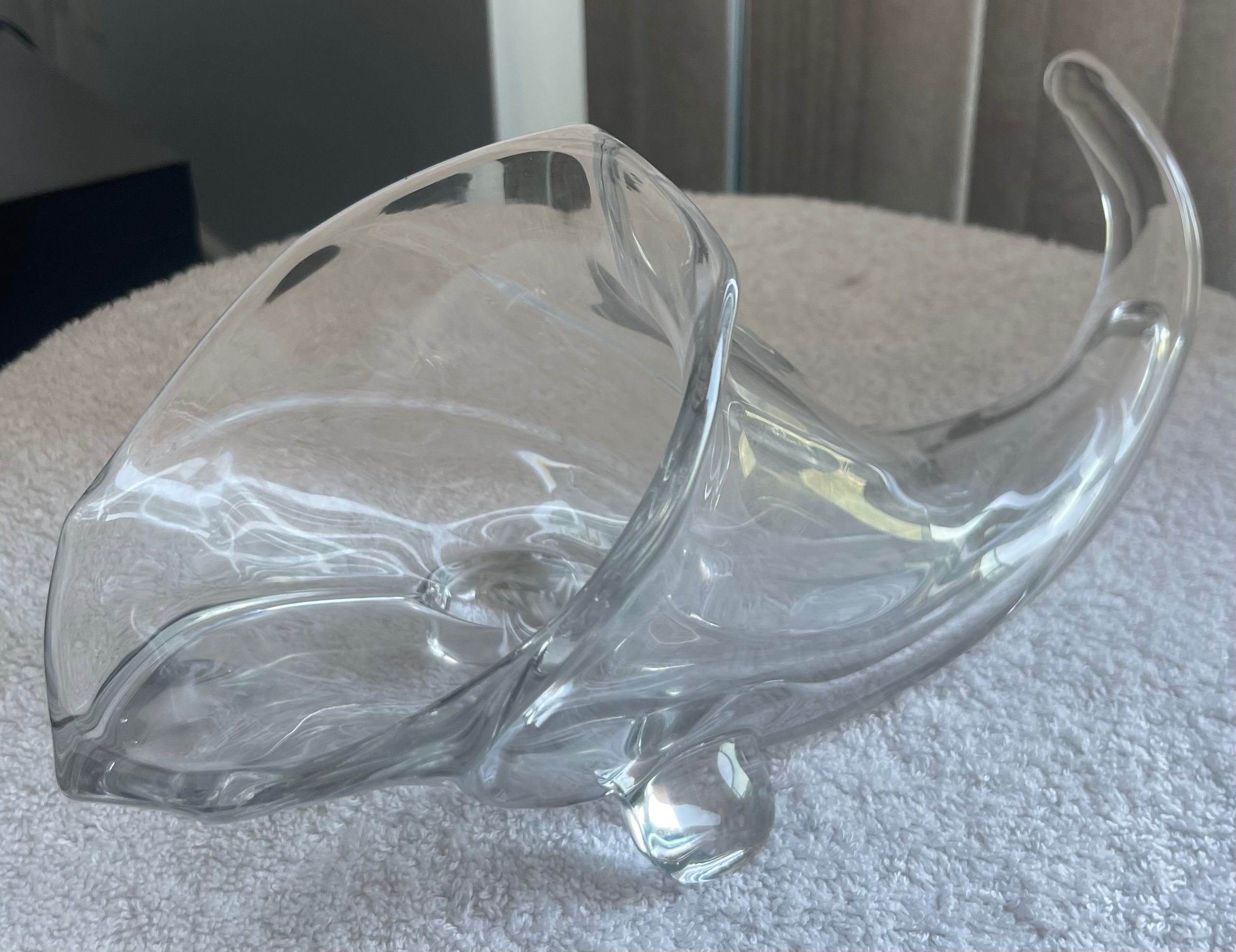 Heavy Vintage Duncan & Miller Glass Horn Vase (2.6 LBS