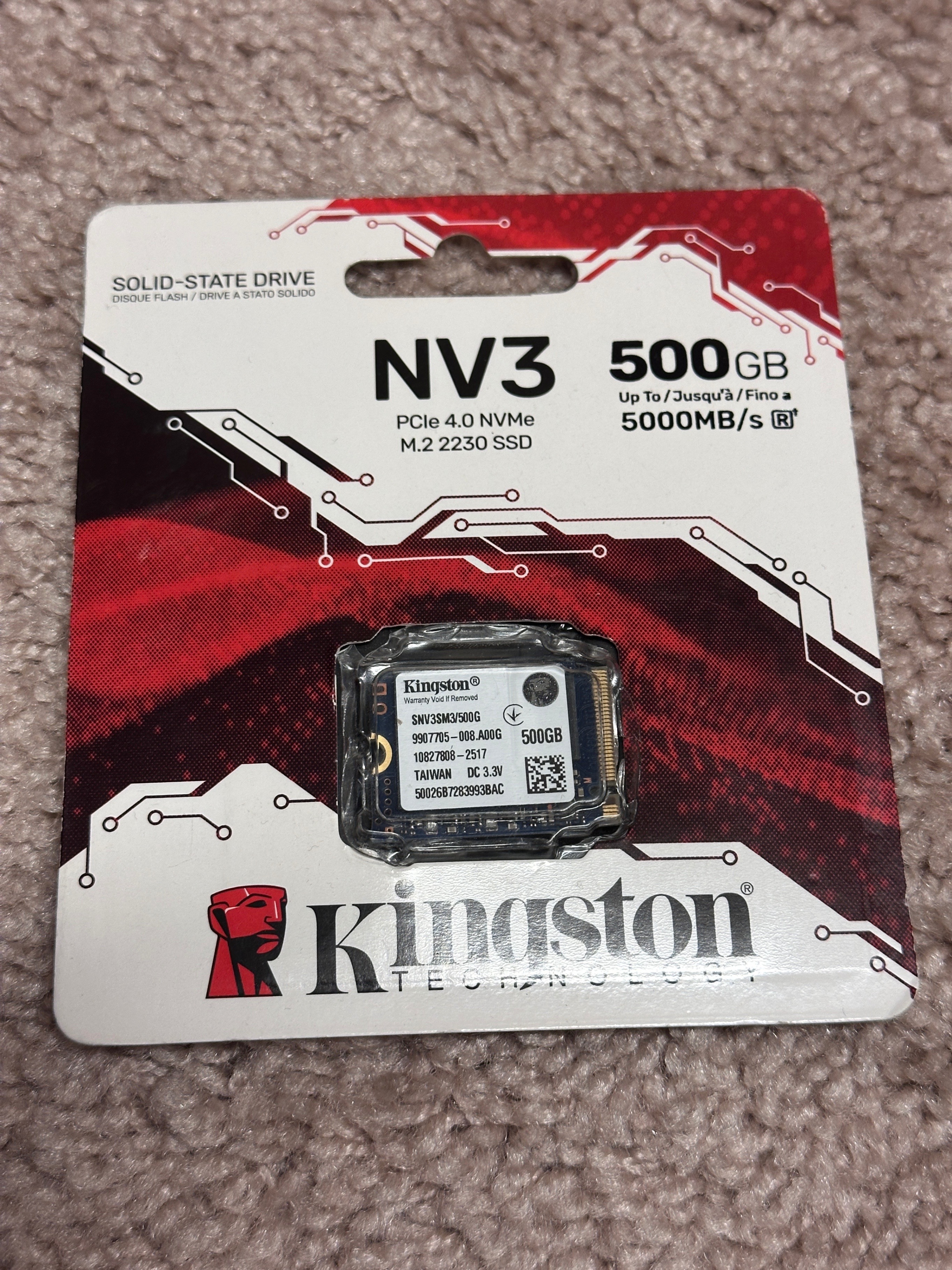 Kingston NV3 500GB M.2 2230 NVMe SSD SNV3SM3/500G PCIe x 4.0 - photo 2