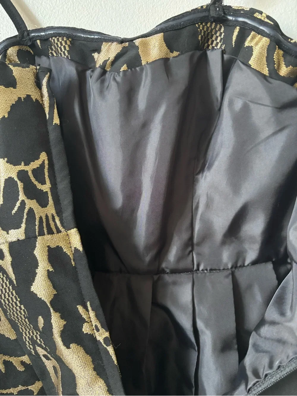 H&M Strap Mini Dress in Black and Gold Jacquard - photo 4